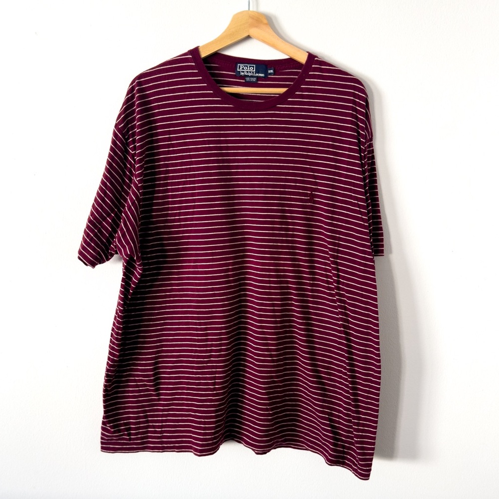 Polo By Ralph Lauren Vintage Red And White Striped T-Shirt Size XXL